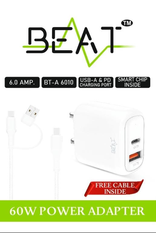 60W QC+PD 6AMP CHARGER WITH 2in1 TYPE-C COMBO SET