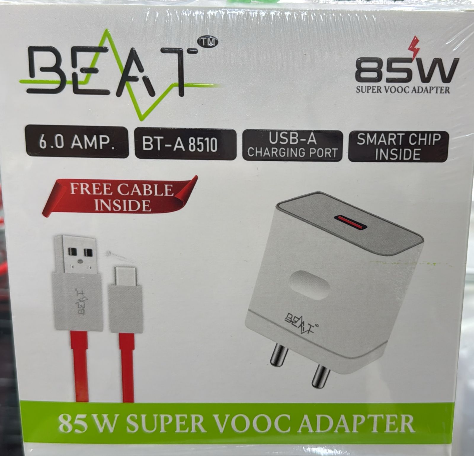 85W SUPER VOOC CHARGER WITH A-TO-C CABLE COMBO SET