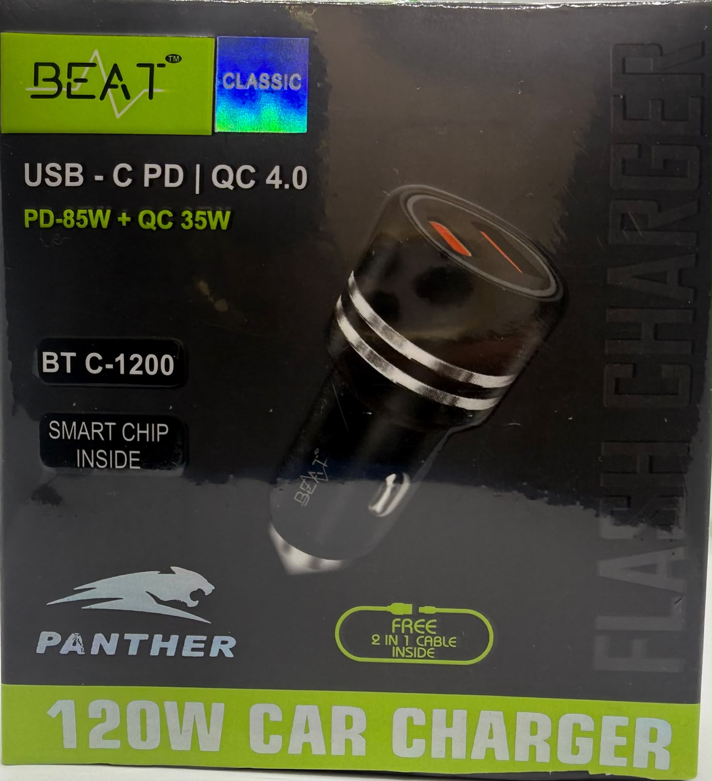 120W QC+PD FLASH CAR CHARGER WITH 2in1 CABLE COMBO SET